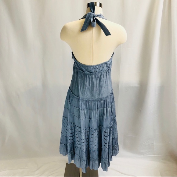 NWOT BCBGMAXAZRIA Gorgeous Blue Halter Dress - Picture 2 of 8